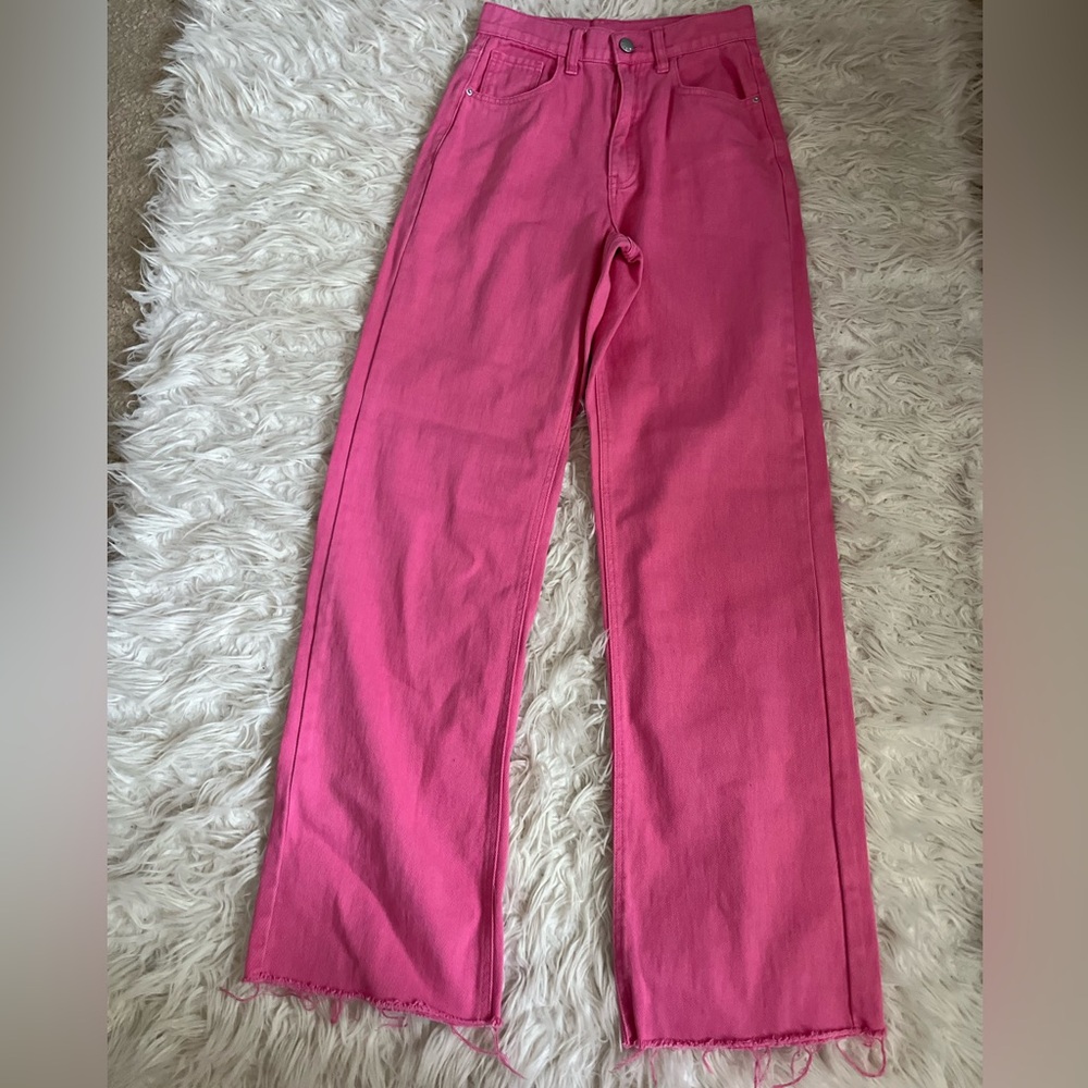 SHEIN Hot Pink straight leg Jeans